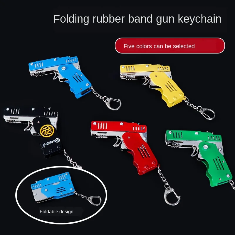 Details about   Mini Folding Rubber Gun Six Burst Rubber Metal Gun Toy Gift & 1 Rubber Package 