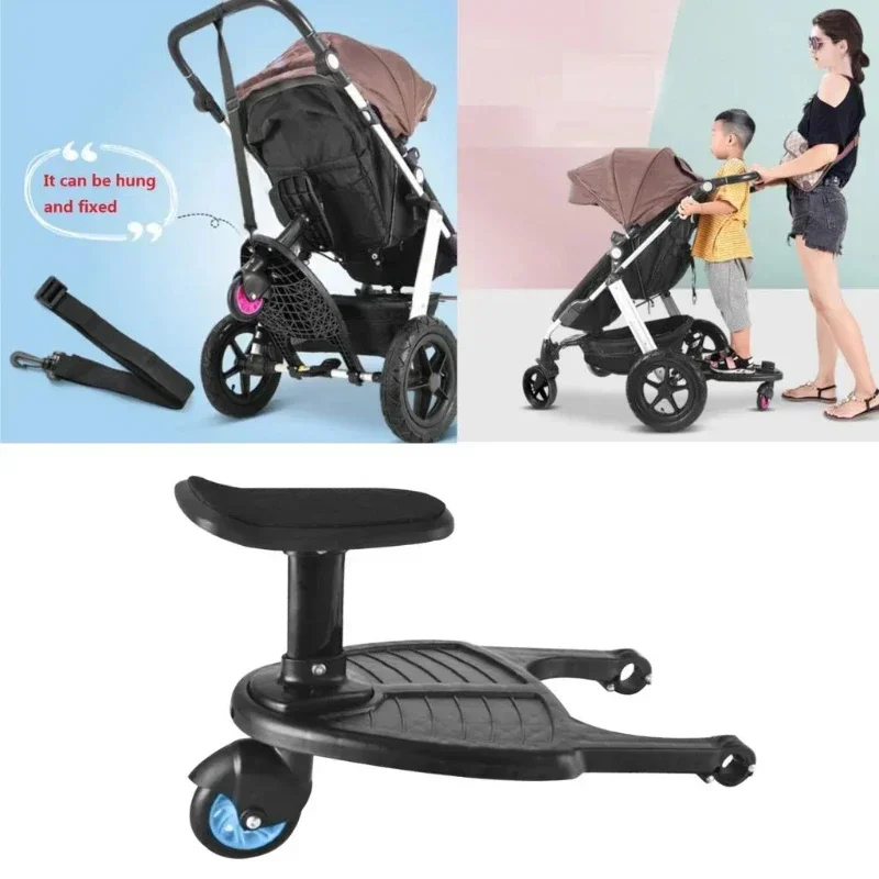 Baby Stroller with Ride-on Board Stroller Pedal Adapter Stroller Attachment with Removable Seat and Standing Platform - 3