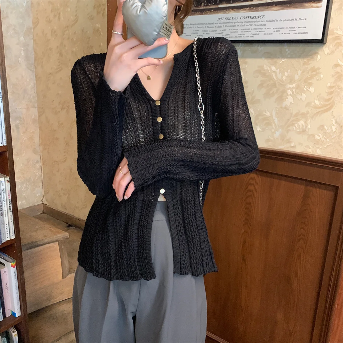 Women Long Sleeve Knitted Sweater Cardigan