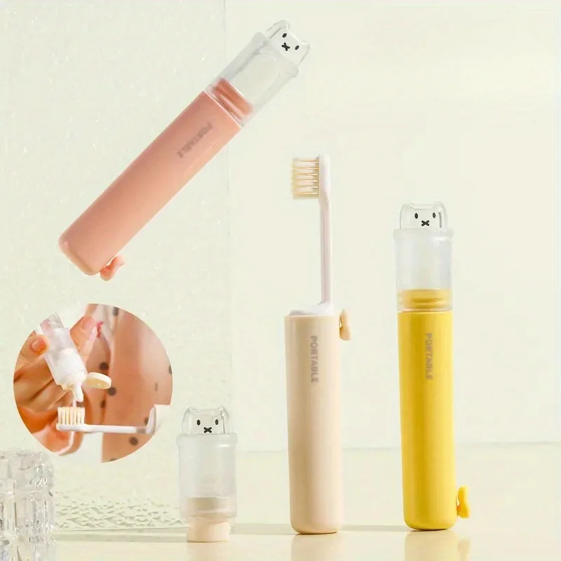 Travel Toothbrush Set Foldable Toothpaste Soft Bristles Portable Lightweight for Adults Business Trip Hotel Essentials