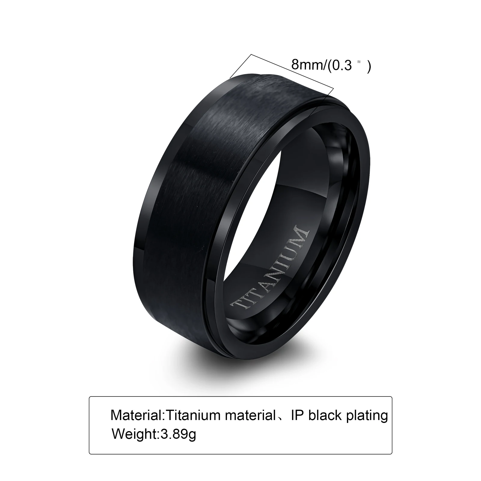 8mm Black Titanium Ring Wedding rings Finger rings Jewelry rings Ring jewelry for Men Simple Matte Surface Wedding Band US Size #7-#12