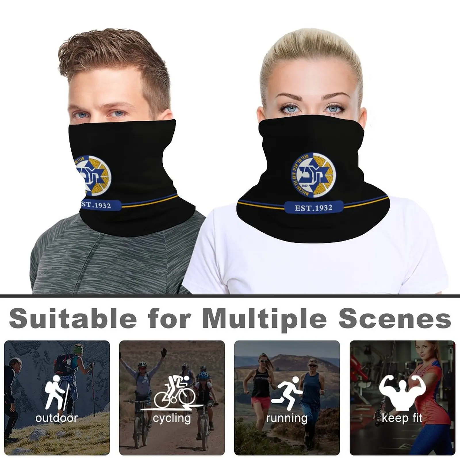Maccabi Tel Aviv FC Face Mask Seamless Turban Headwear Neck Warm Outdoor Multifunctional