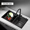 Nano Stepped Double Sink 304 Stainless Steel Vegetable Wash Basin High Pressurecup Washer Coffee Shop Wine Bar Sink Kitchen Sink 3