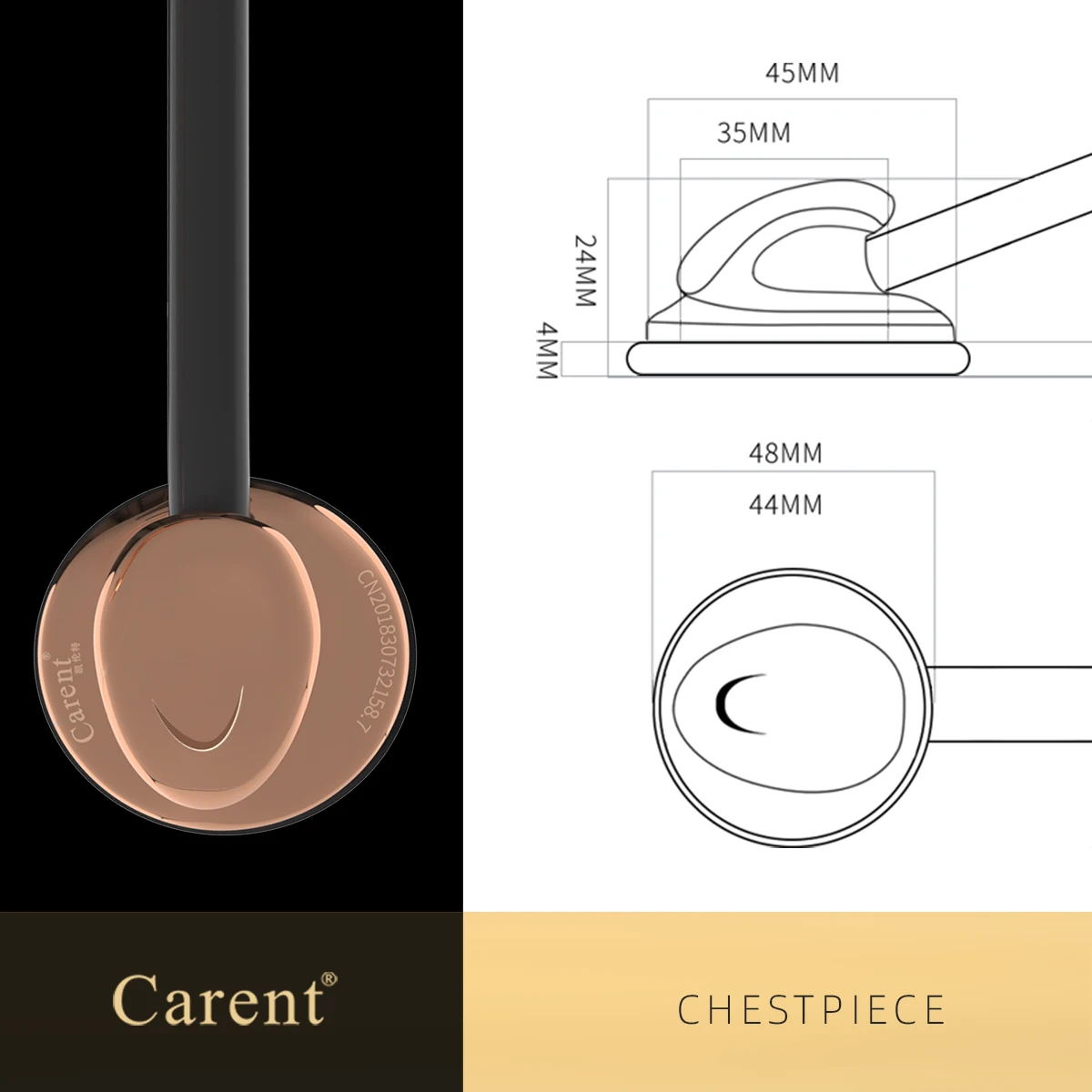 Carent Gold Medical Stethoscopes Universal Professional Cardiology Stethoscopes Dual Fetal Heart Medical Equipment Health Care dual head stethoscope medical stethoscope