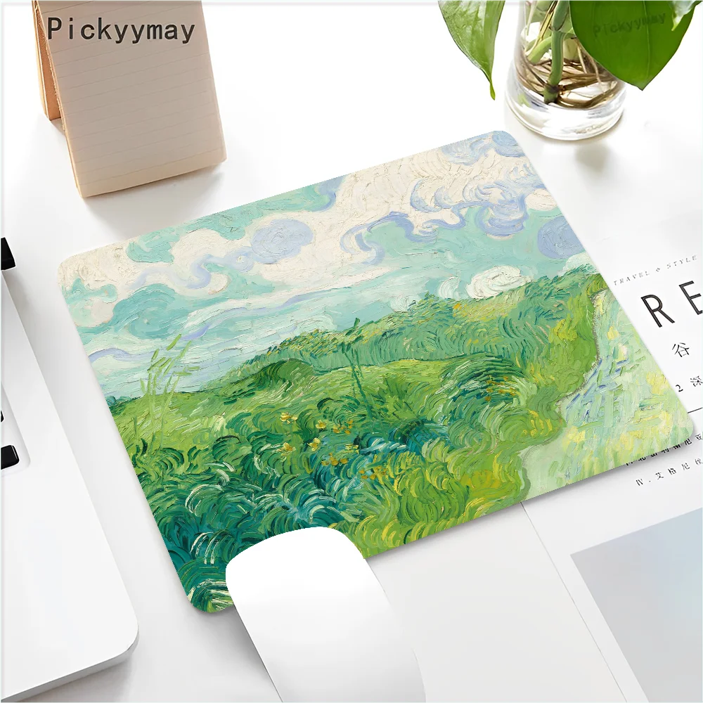 Van Gogh Oil Painting Small Desktop Desk Mat Kawaii Gaming Accessories Students Writing Pad for Teen Girls Bedroom 2