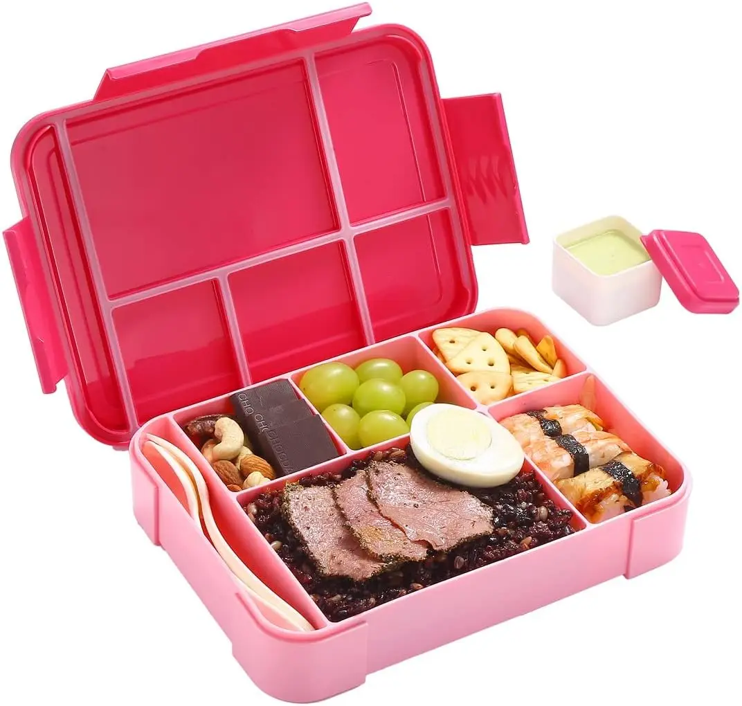 Portable Leak-Proof Bento Lunch Box with Tableware - 6 Compartments