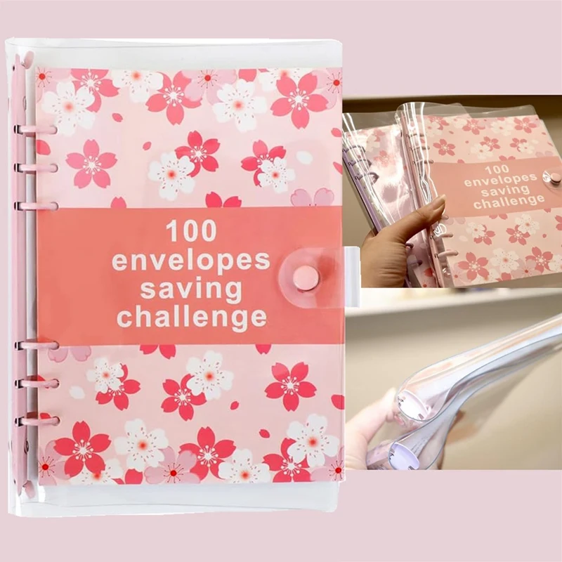 100 Envelope Challenge Binder Fun Way To Save 5,050 - Savings Challenges Binder, Budget Binder With Cash Envelopes Durable