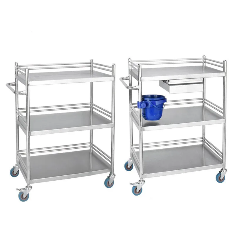 Stainless Steel salon Trolley Hospital Trolley Cart Beauty Salon Rack Operating Room Medical Equipment Instrument Movable Cart