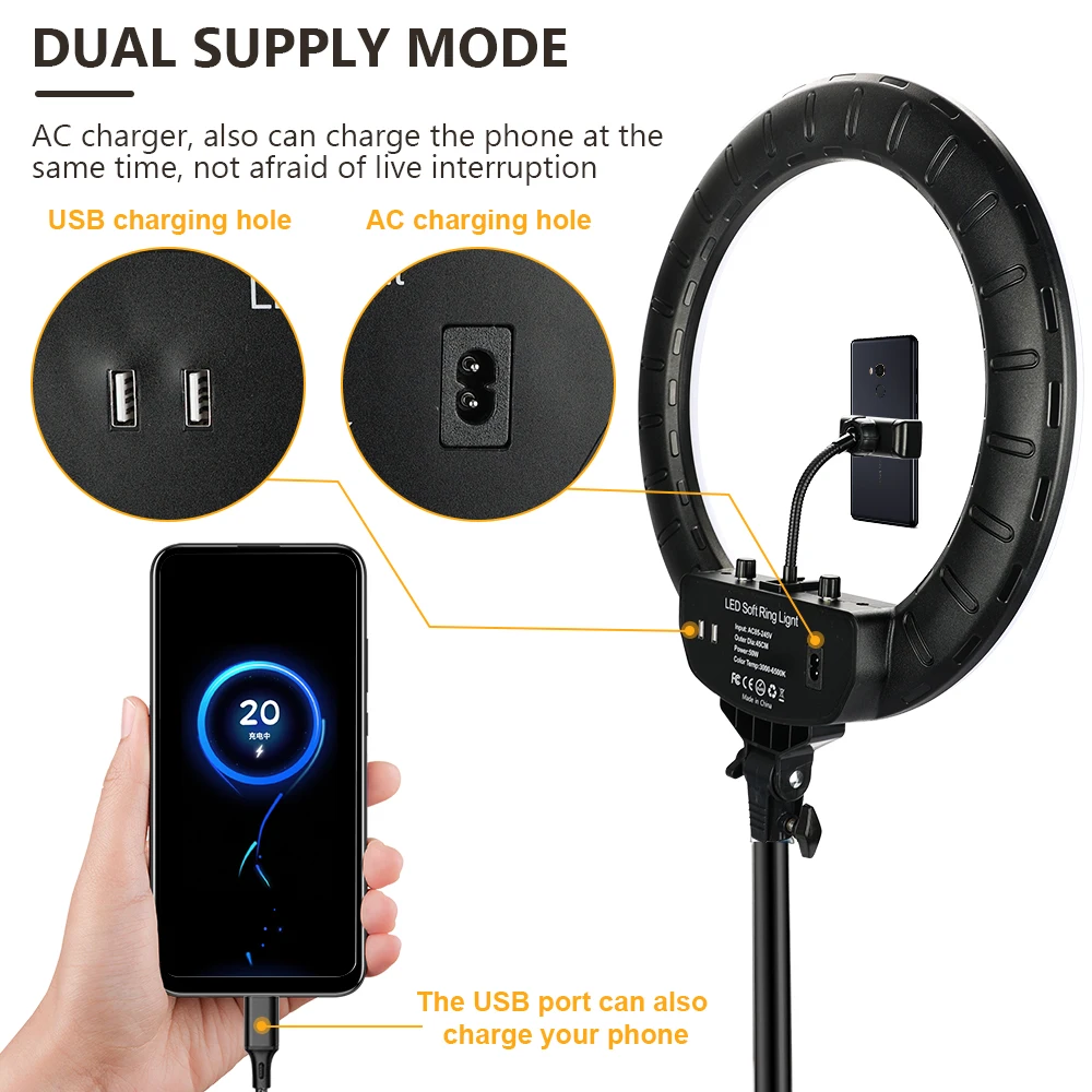 Polegadas Anel Fotográfico Luz Led Selfie Preenchimento Lâmpada de Vídeo Pode Ser Escurecido Iluminação ao Vivo 32005800k Maquiagem 48cm Anel Luz com Controle Remoto 18 - Image 5