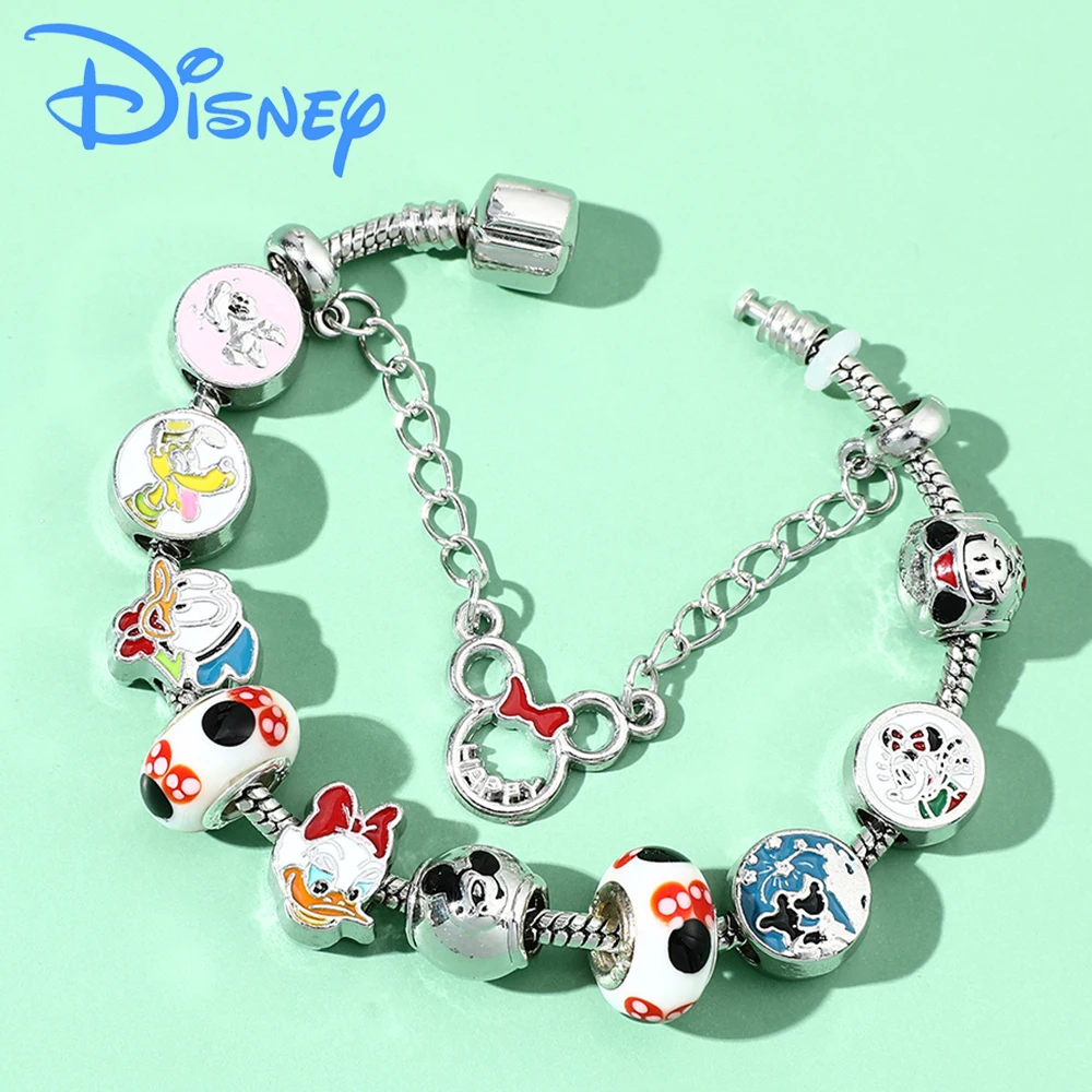 

Disney Cartoon Mickey Mouse Pendant Bracelet Donald Duck Daisy Minnie Silver Color Charm Beads for Women Accessories Toy Gift