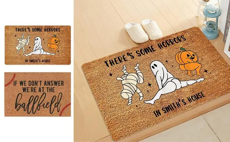 

Halloween Front Door Mat Holiday Non-Slip Pumpkin Rugs Festival Rugs For Front Door Stairs Patio Funny Floor Mat For Kitchen