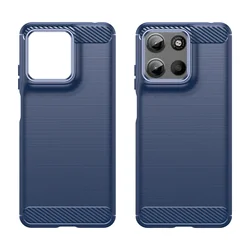Luxury Carbon Fiber Silicone Shockproof Back Cover for Edge 50 Pro 5G (Blue)