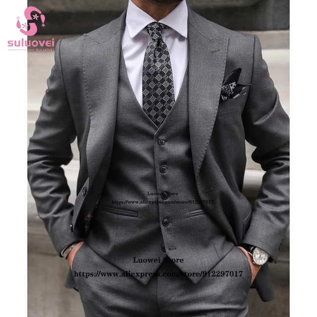 Men's 3-Piece Suits  Slim Fit Vested Wedding Suit Separate - L&P