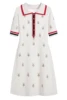 2024 Spring Summer Simple Knitted Skirt Slimming Short-sleeved Polo Collar Dress Fashion  Temperament British Style Mid-length 3