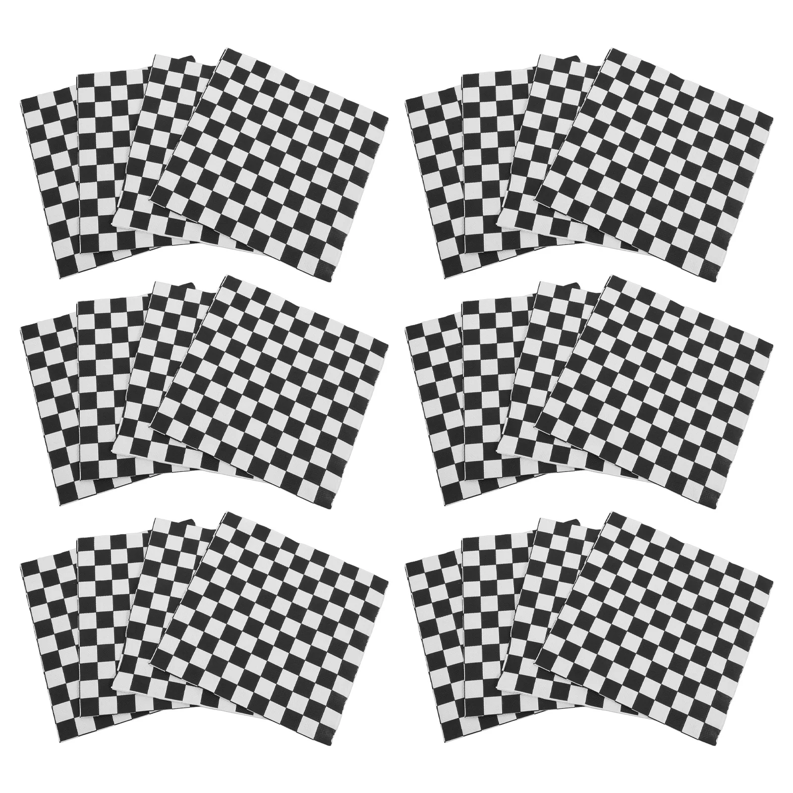 100 PCS Cocktail Napkins Black and White Checkered Dinner Decorate Guest Towels Racing Vanity Hand for Kitchen Party Baby