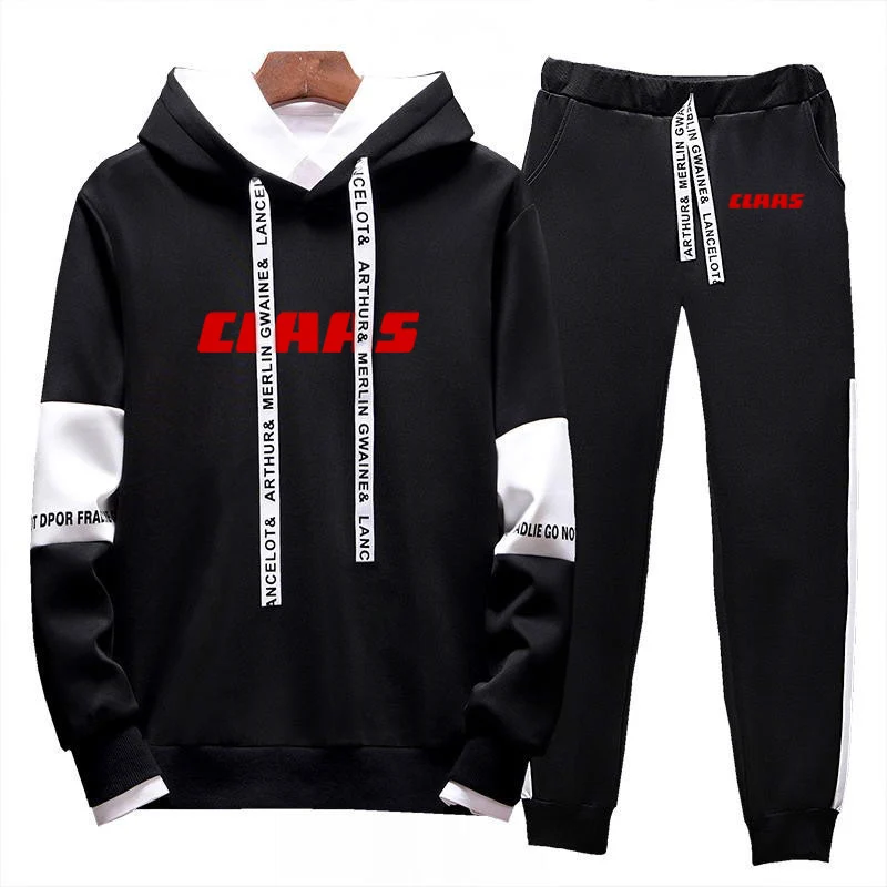 2023 new men's CLAAS printed spring and autumn tricolor with sports clothes hoodie fitness pullover sweatshirt leisure sports cl
