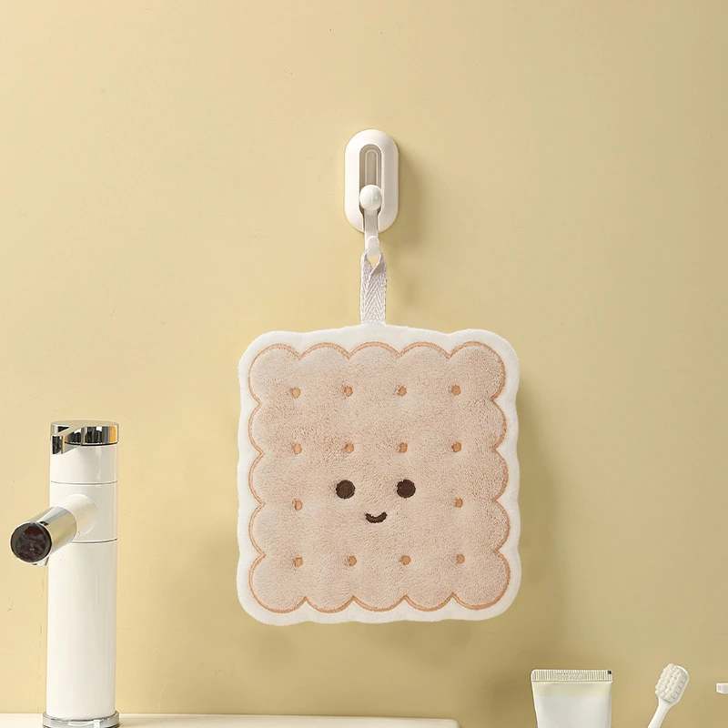 Cute Hanging Hand Towel Coral Fleece Absorbent Towel Kitchen Cleaning Cloth Bathroom Quick Drying Square Towel Home Hand Towel 5