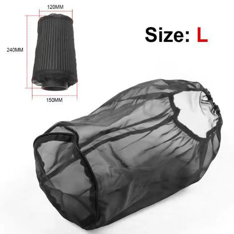 Universal Car Cone Air Filter Protective Cover Waterproof Oilproof Dustproof for High Flow Air Intake Filters Black