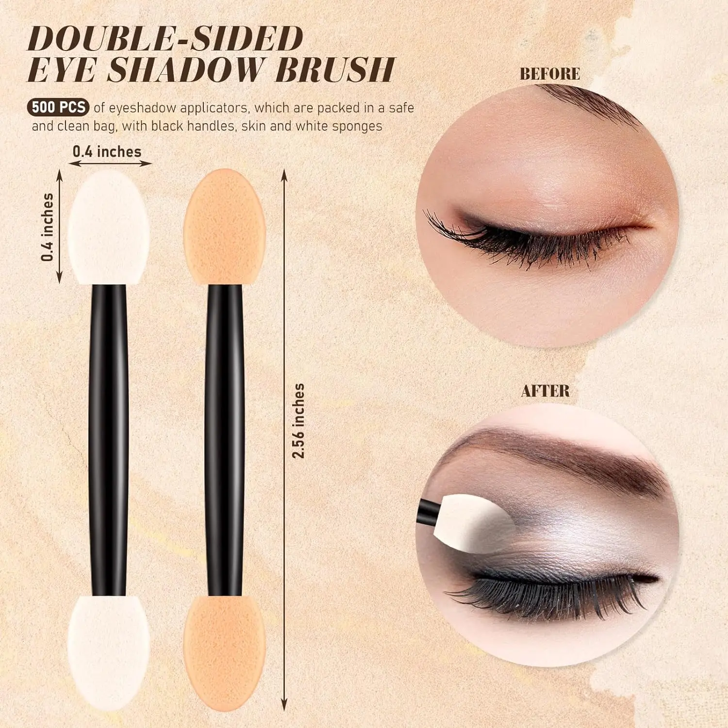 Sheeamy Eyeshadow Applicators Disposable Eye Makeup Applicators Eye Makeup Brushes Eyeshadow Double Sided Sponge