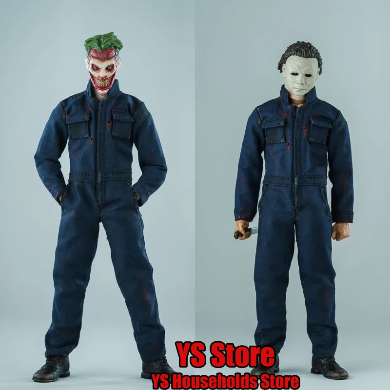 Romankey 1/12 Man Soldier Navy Blue Vintage Stand Collar Tooling Denim One Piece Body Pocket Design Clothes Per 6 "Corpo Maschile