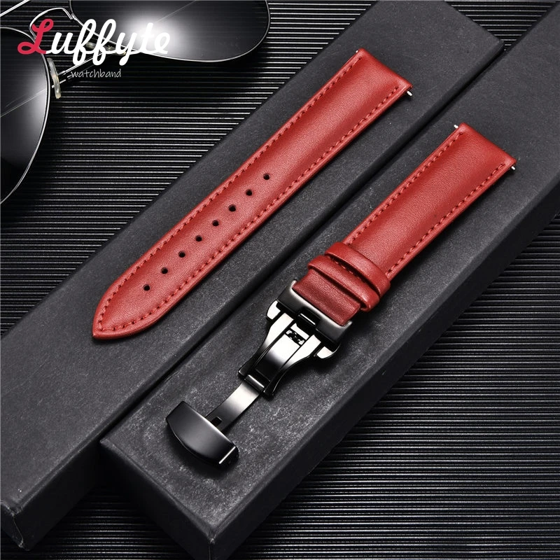 Luxury Leather Watch Band - Premium 20mm/22mm Strap Replacement