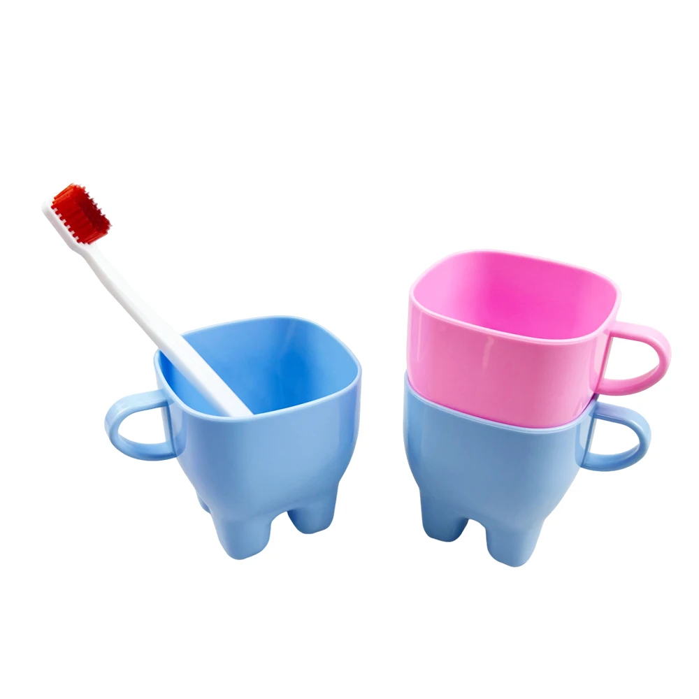 1개 치아 모양 칫솔컵 호텔 양치컵 가정용 물컵 낙하 방지 다채로운 플라스틱 컵 치과 선물