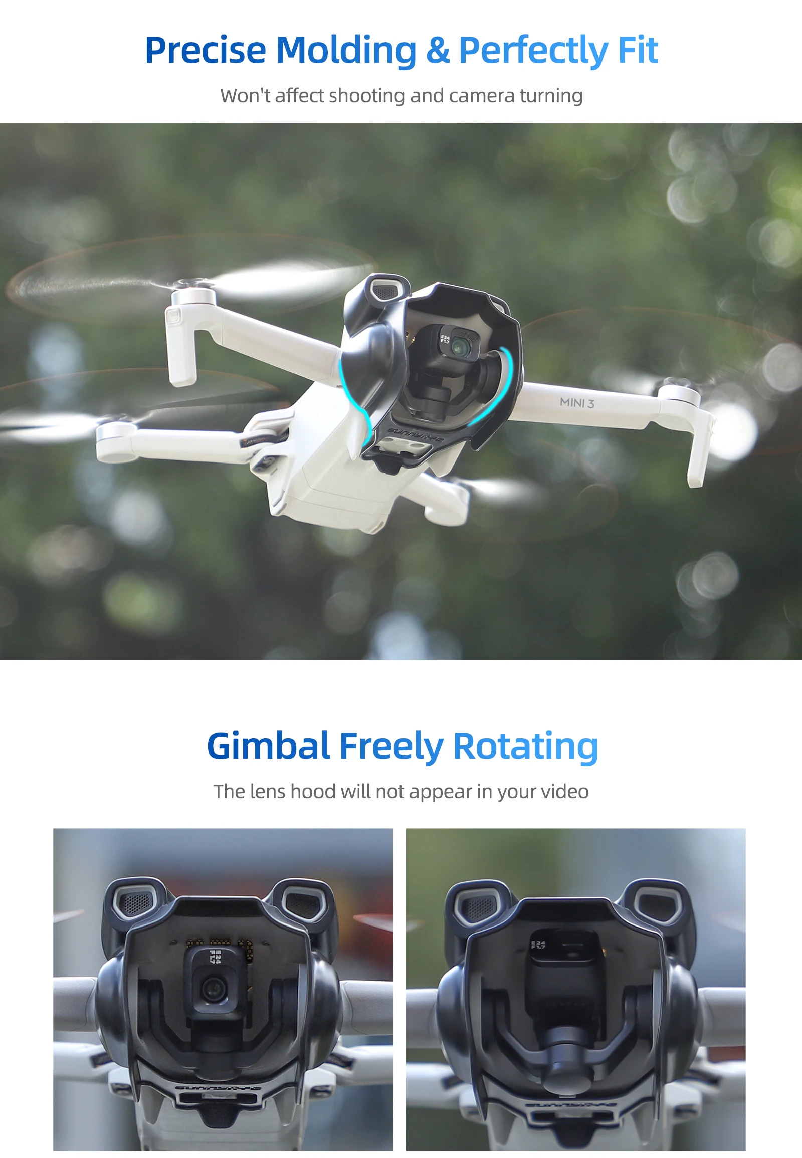 Lens Cover for Mini 3 Lens Hood Sunshade Protective Cover Anti-glare Gimbal Camera Guard for DJI Mini 3 Accessories drone accessories