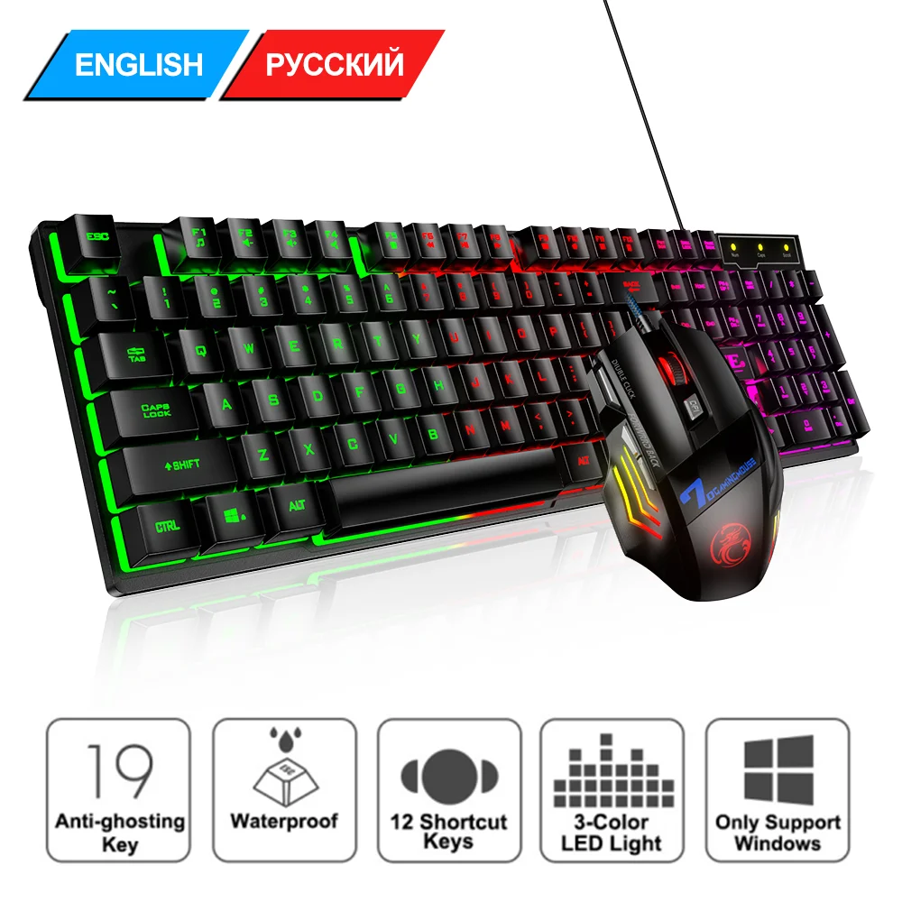 Геймерская клавиатура и мышь для компьютера игровая RGB-клавиатура Подсветка