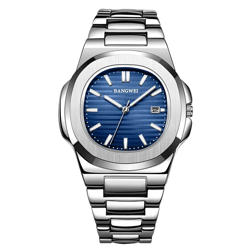 Luxury Men's Stainless Steel Sport Chronograph Watch - 2024 Edition, Quartz, 30M Waterproof, with Automatic Date