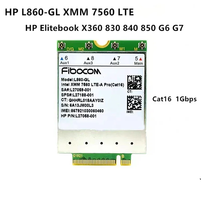 New  L860-GL Intel XMM 7560 LTE-A Pro cat16 1Gbps SPS#L27188-001 wireless module WWAN for HP Elitebook X360 830 840 850 G6 fibocom l860 gl sps 27188 001 4g lte cat16 m 2 module for hp elitebook x360 830 840 850 g5 g6 elite x2 spectre folio 13t laptop