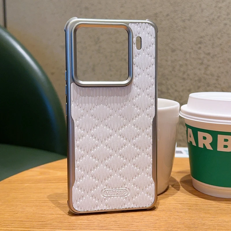 Luxury Leather Shockproof Case with MagSafe and Electroplating Silver Finish