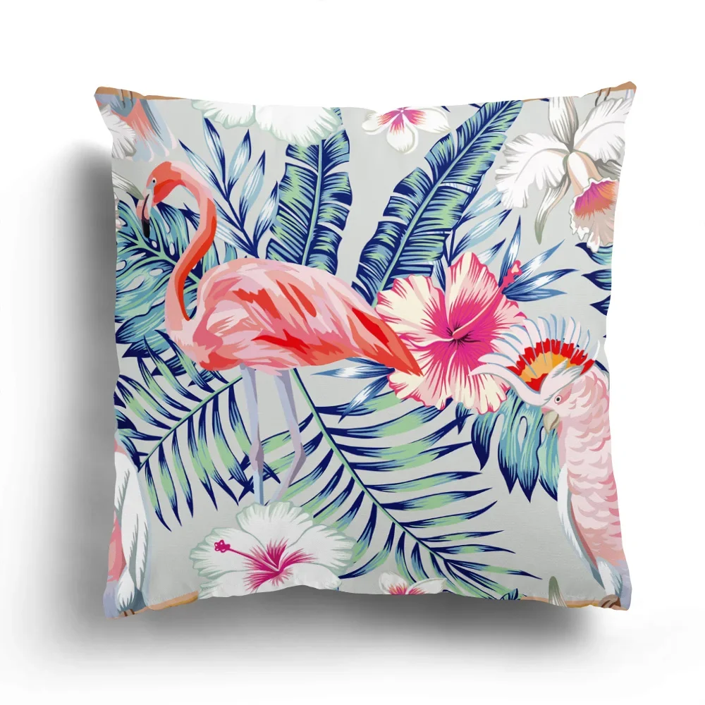 

Tropical plant flamingo print pattern cushion cover for home living room sofa decoration waist cushion pillowcase