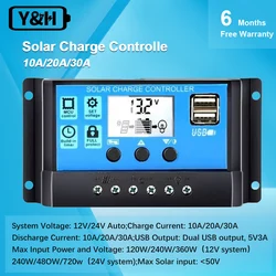 Solar Controller with LCD Display & Dual USB Output - PWM Battery Charger - 10A