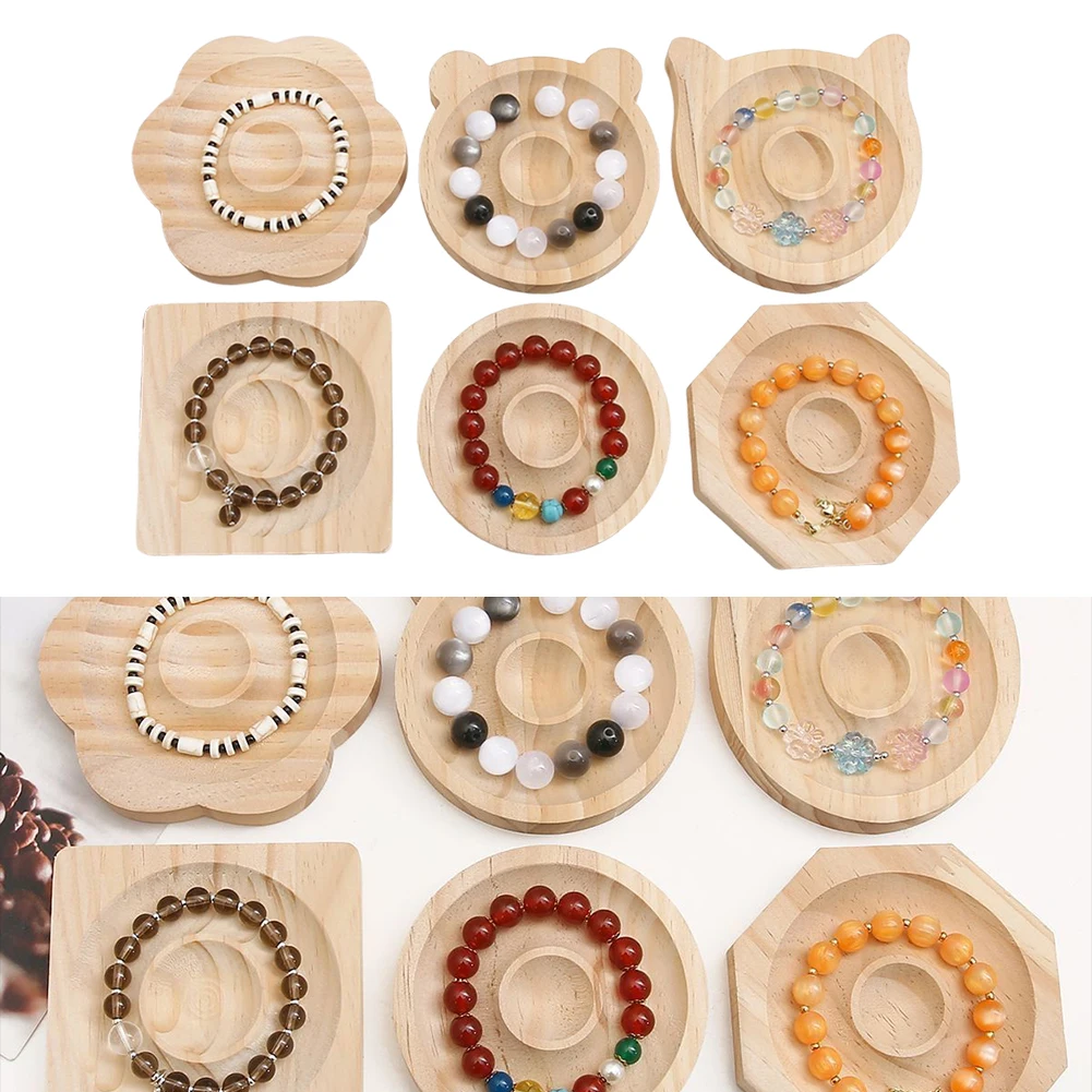 6Pcs Wooden Beading Trays Boards Multifunctional Jewelry Display Plate Jewelry Organizer Tray for Home Store Use