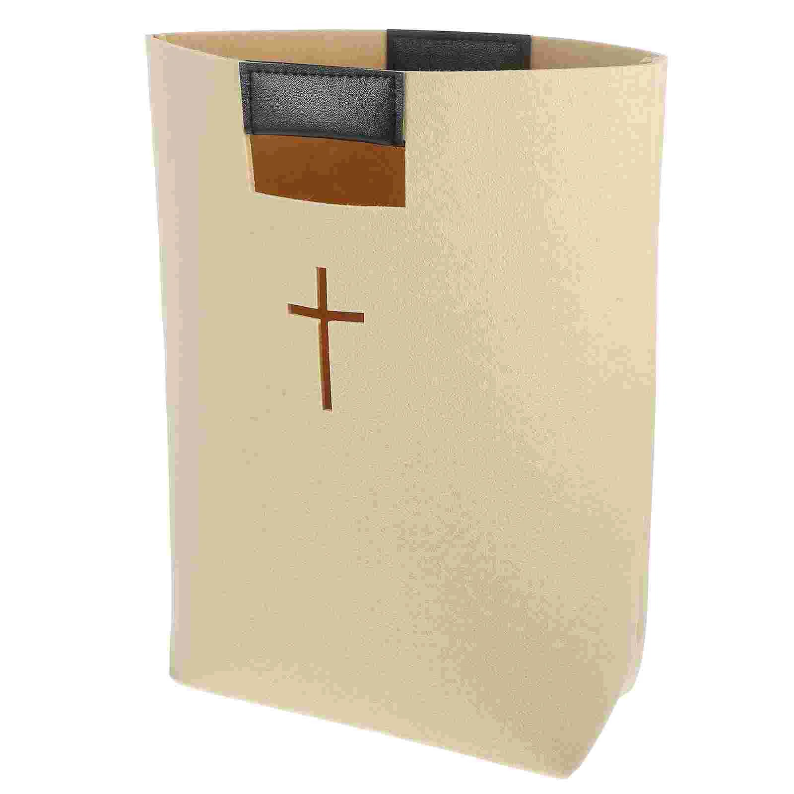 Bible Case Felt Bible Tote Book Carrying Bag Carved Cross Bible Cover Reusable Handbag Handle Shopping Bag Church Organizer