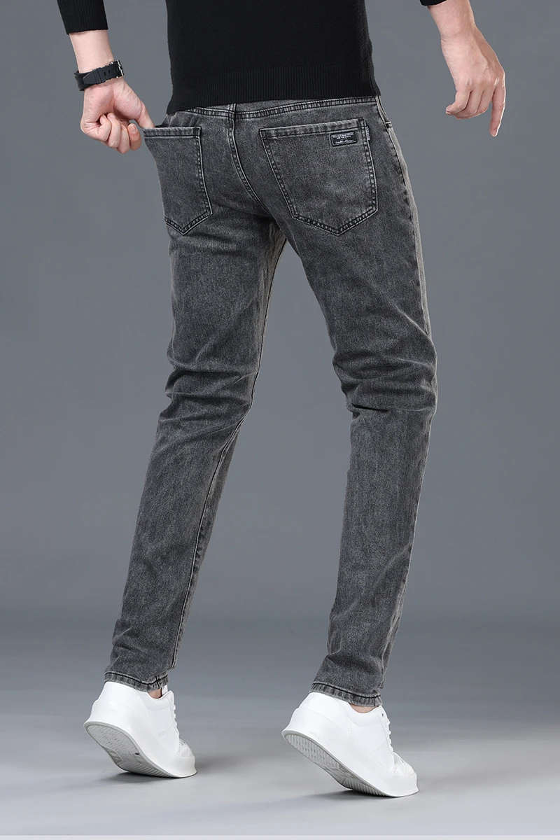Spring and Summer New Men's Jeans Simplified Korean Edition Slim Fit Straight Leg Versatile Shaped Mid Waist Elastic Men's Jeans 5