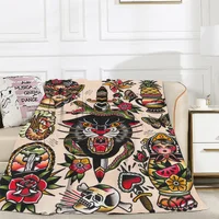 New School Tattoo Thermal Blankets for Bed Blanket 150cm X 200cm Microfiber Bedding Fluffy Soft Blankets Sofa Decoration Throw & 1