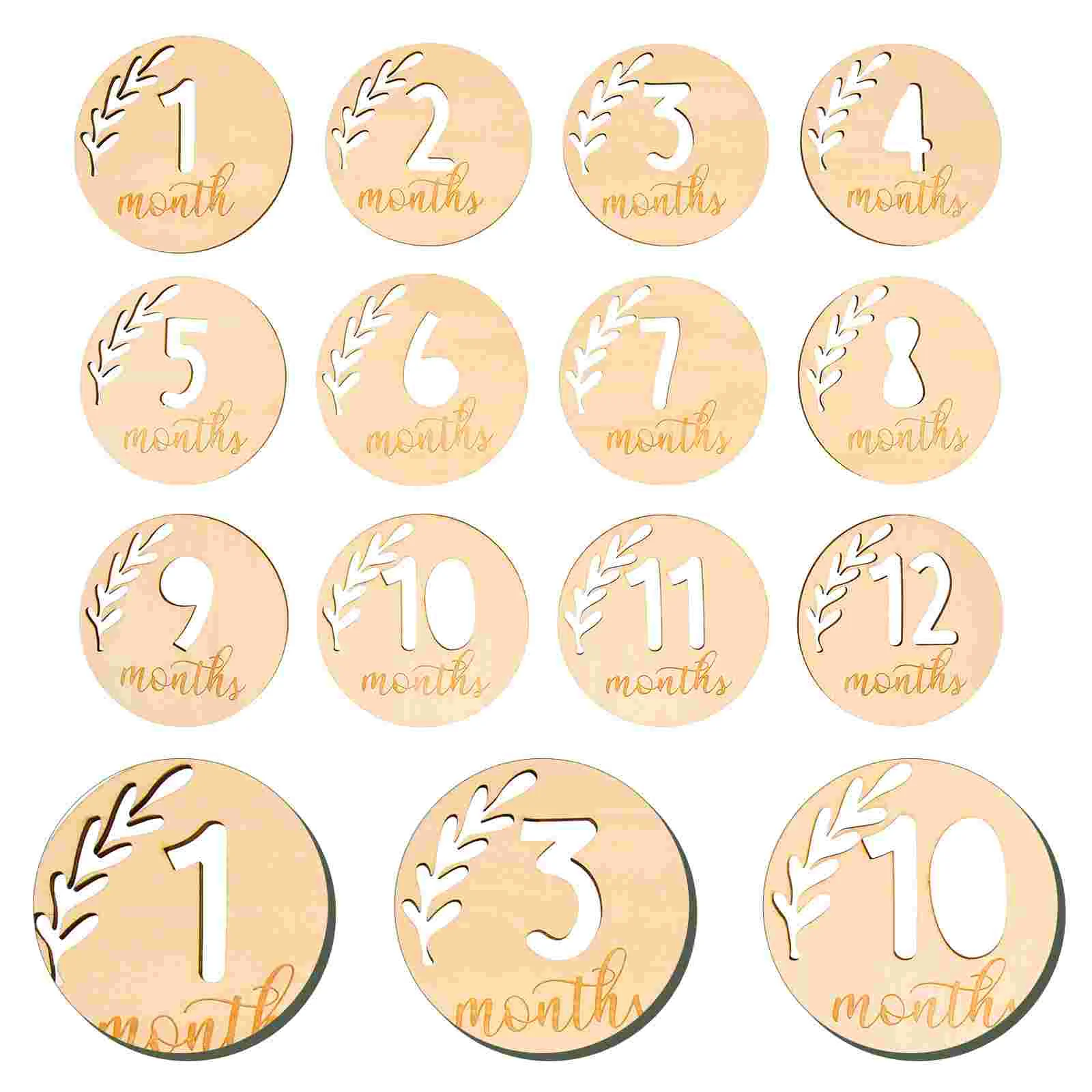 

12pcs Monthly Milestone Cards Wood Milestone Sign Age Markers Photo Cards Newborn Birth Announcement for First Year Photography