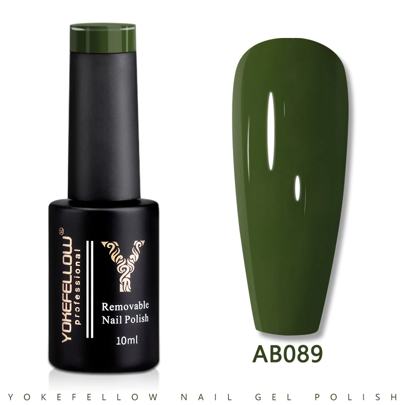 YOKEFELLOW UV LED Gel Nail Polish Green AB089 10ML Professional Semi-permanent Gel Varnishes for Nails