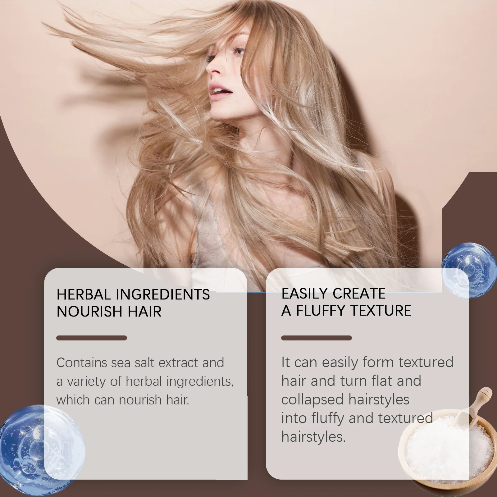 Sea Salt Hair Styling Spray Strong Holding Improve Thickness Moisturizing Curls Deeply Nourishing Professional Hair Shaping Oil
