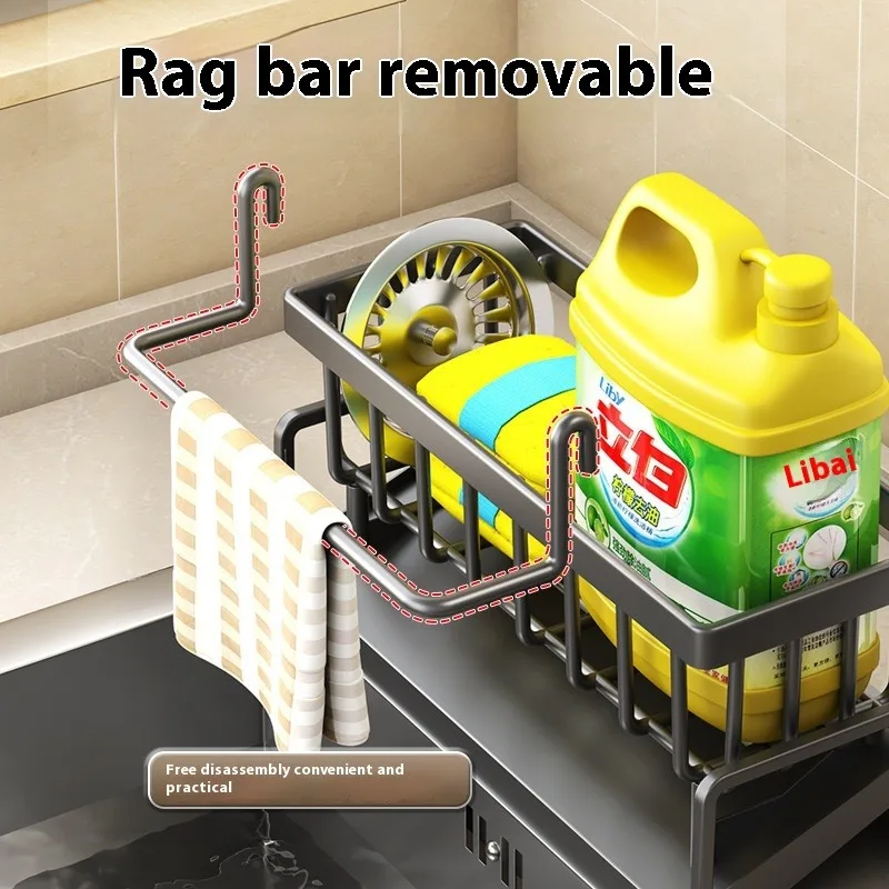 Kitchen Sink Drain Rack Organizer ABS Plastic Self-draining Sink Shelf Soap Holder Dishcloth Towel Rack kitchen storage rack,sink sponge holder,kitchen organizer,sponge rack,detergent sponge rack,kitchen organizer rack Kitchen Accessories