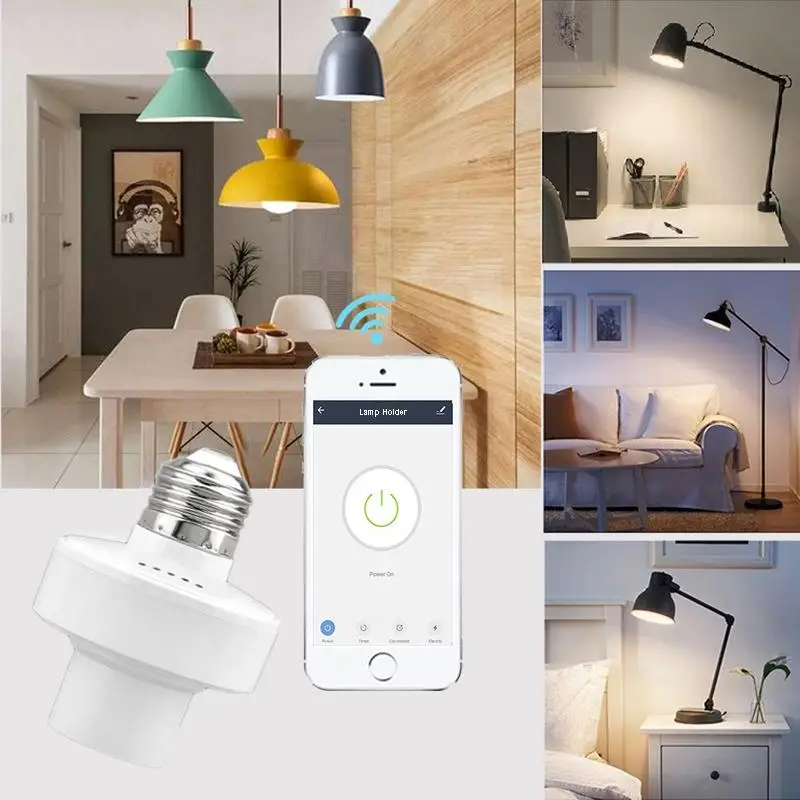 Tuya WIiFi BL E27 Socket Smart Light Bulbs Adapter Lamp Holder Base Kitchen Bedr