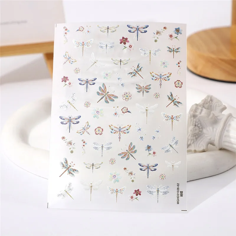 New Cartoon Insects Dragonfly Rabbit 3D Nail Stickers Soft Reliefs Slider For Woman Nail Art Decor