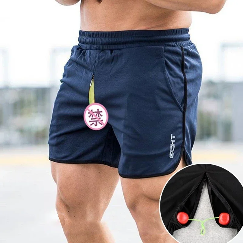 New Outdoor Sex Men Shorts Invisible Zipper Open Crotch Man Sports Shorts Lover Dating Wear