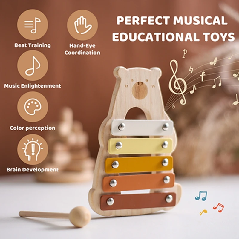 Baby Educational Toys Wooden Music instruments Montessori Children's Musical Toys Xylophone Newborn Birthday Gifts Music Table T 3