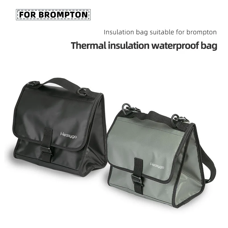 Borsa da manubrio Heasygo 2505 a sgancio rapido, borsa termica da tubo anteriore installata con PigNose per bici pieghevole Brompton - immagine 4