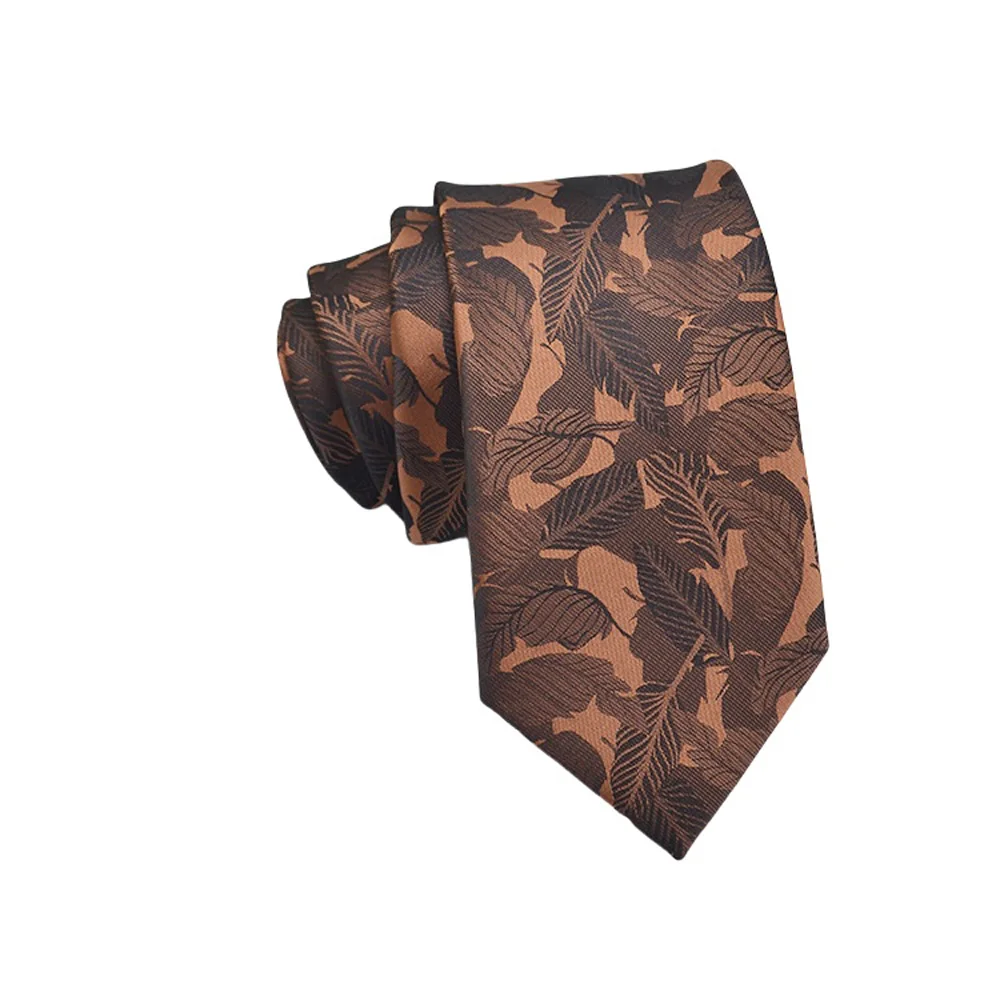 Luxuriöse braune Herren-Seidenkrawatten mit Jacquard-Punkt- und Blumenmuster, 8 cm, Accessoires für den Alltag, für Geschäft, Hochzeit, Party – Detail 11