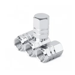 Set of 4 Decorative Aluminum Alloy Tire Valve Caps (Silver)