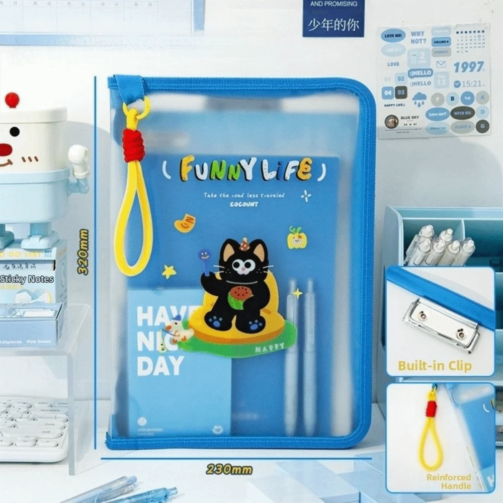 대용량 A4 파일 보관 가방 방수 휴대용 문서 가방 투명 휴대용 데이터 보관 가방