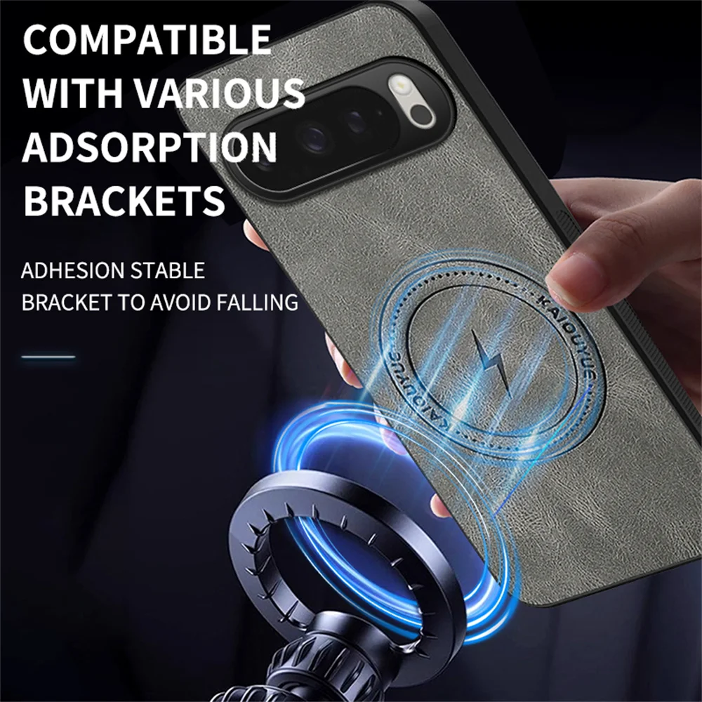 Luxury Classic Leather Magnetic Phone Case with Magsafe Wireless Charging Compatibility